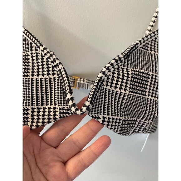 L*Space Printed Helena Bikini Top - Best I Ever Plaid size XL black/white - Picture 3 of 7